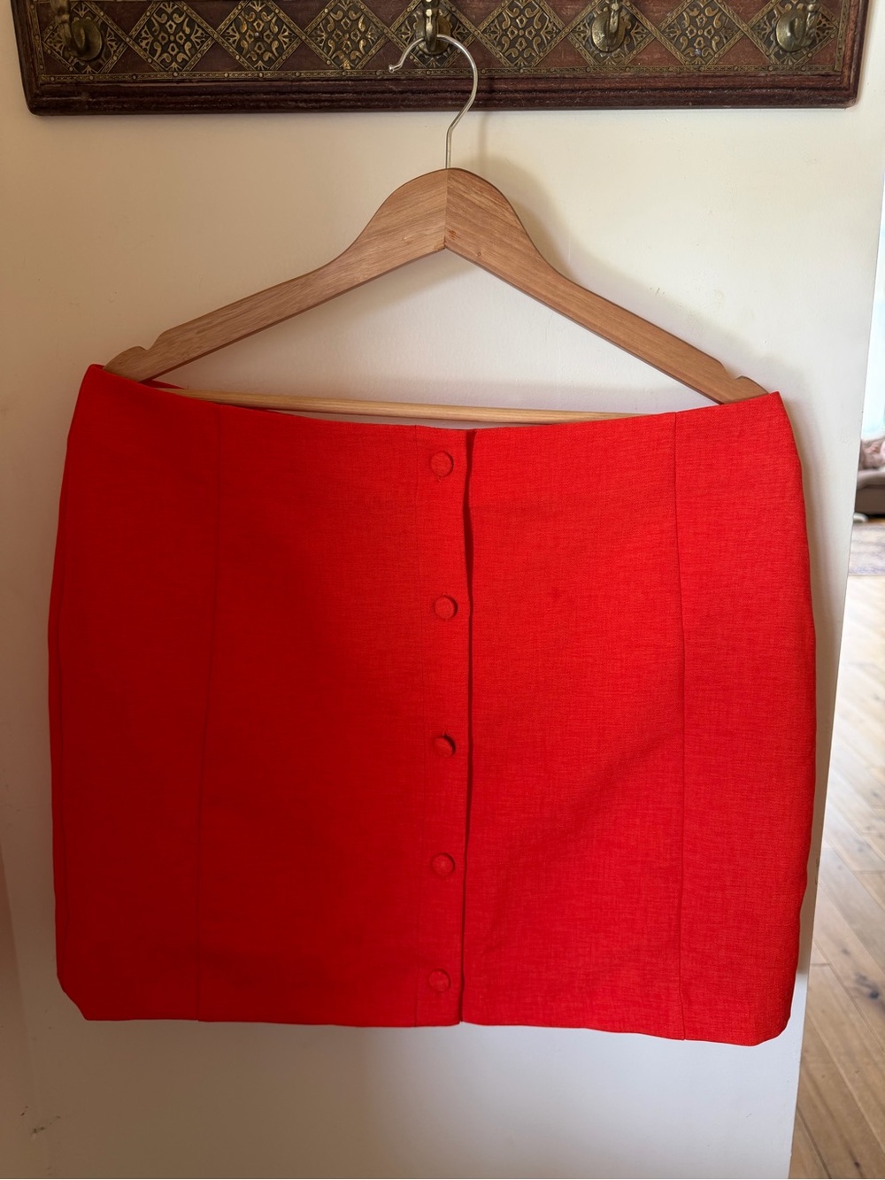 Nasty Gal Bright Orange Button-Front Above Knee Skirt